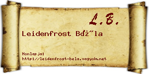 Leidenfrost Béla névjegykártya